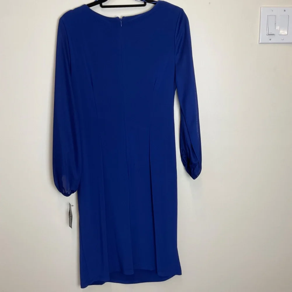 R&M Richards long sleeve blue cocktail formal wedding guest dress size 12 - Picture 3 of 9